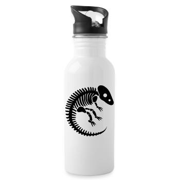 Prähistorische Dinosaurier-Fossilknochen - Trinkflasche mit integriertem Trinkhalm - Weiß - Rechts