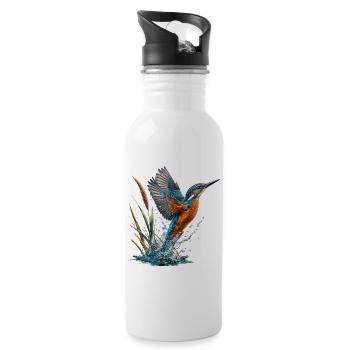 Smaragd-Eisvögel, der rauscht - Trinkflasche mit integriertem Trinkhalm - Weiß - Rechts