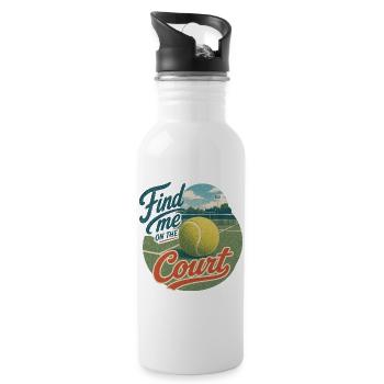 Find Me on the Court Retro Tennis - Trinkflasche mit integriertem Trinkhalm - Weiß - Rechts