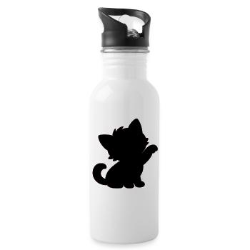 Chat - Gourde avec paille intégrée - blanc - Droite