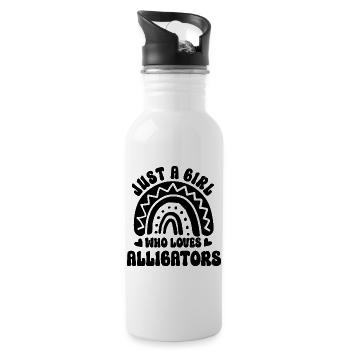 Boho Regenbogen Alligator   - Trinkflasche mit integriertem Trinkhalm - Weiß - Rechts
