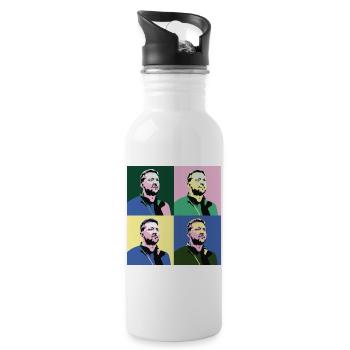 Selenskyj Pop-Art - Trinkflasche mit integriertem Trinkhalm - Weiß - Rechts