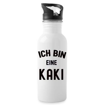 ICH BIN EINE KAKI Karneval Kostüm Kakipflaume Kaki - Trinkflasche mit integriertem Trinkhalm - Weiß - Rechts