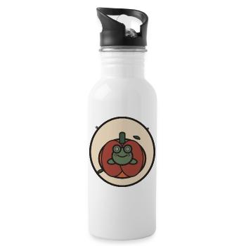 Kawaii frog in pumpkin - Water bottle with straw - white - Right