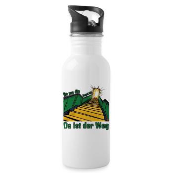 Da wo die Angst ist, da ist der Weg! - Trinkflasche mit integriertem Trinkhalm - Weiß - Rechts