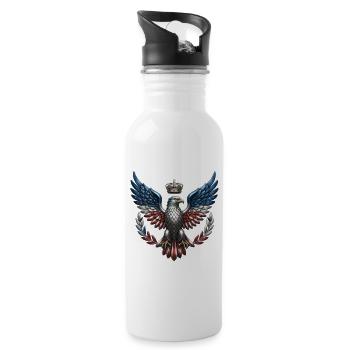 Royal US Eagle – Liberty & Crown Coat of Arms - Water bottle with straw - white - Right