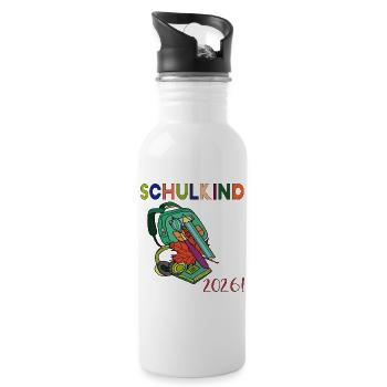 Schulkind 2026: - Trinkflasche mit integriertem Trinkhalm - Weiß - Rechts