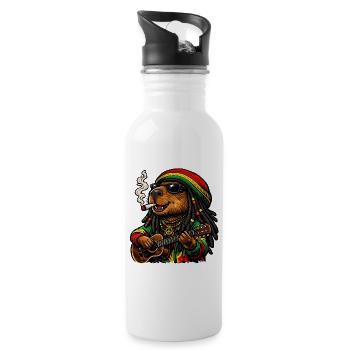 Sweet Capybara in Rastafari Style - Water bottle with straw - white - Right