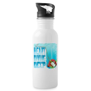 Herztauchen: Tiefes Unterwasserabenteuer - Trinkflasche mit integriertem Trinkhalm - Weiß - Rechts