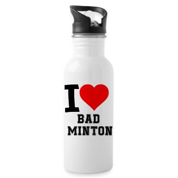 I Love Badminton - Water bottle with straw - white - Right