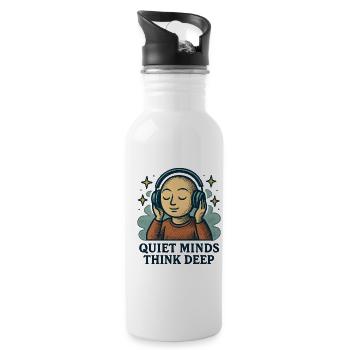 Quiet minds think deeply - Water bottle with straw - white - Right