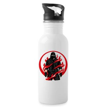 Flames Ninja Circle - Water bottle with straw - white - Right