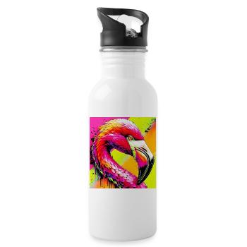 flamingo - Water bottle with straw - white - Right