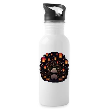 Panda Lantern Festival in the Moonlight - Water bottle with straw - white - Right