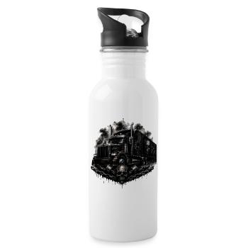 Trucker love - Water bottle with straw - white - Right