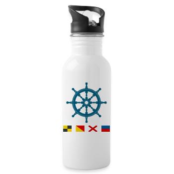 Love – Maritime steering wheel with signal flags - Water bottle with straw - white - Right
