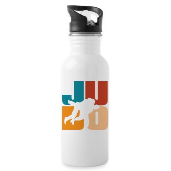 Judo Silhouette Retro Vintage Martial Arts - Water bottle with straw - white - Right