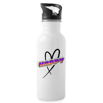 HAPPY Retro Sunset Neon - Water bottle with straw - white - Right