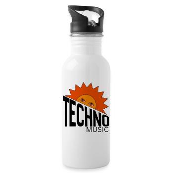 Sleepy Sun Burst with Watchful Eyes - Water bottle with straw - white - Right