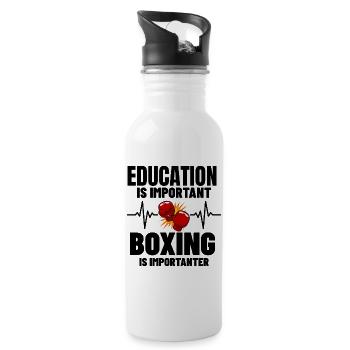 Funny Boxing Gift for Boxer and Boxing Coach - Water bottle with straw - white - Right