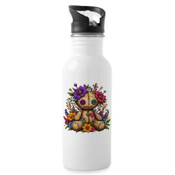 Flower voodoo doll with sewing stitches - Water bottle with straw - white - Right