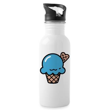 Blaue Eiscreme Waffel Icon - Trinkflasche mit integriertem Trinkhalm - Weiß - Rechts