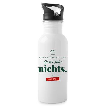 Wir schenken uns nichts Ragebait Weihnachten Paar - Trinkflasche mit integriertem Trinkhalm - Weiß - Rechts