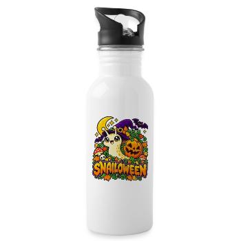 Snailoween – Kürbisschnecke - Trinkflasche mit integriertem Trinkhalm - Weiß - Rechts