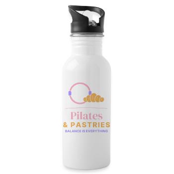 Pilates- und Gebäcklehrer – lustiger Pilates-Lehrer - Trinkflasche mit integriertem Trinkhalm - Weiß - Rechts