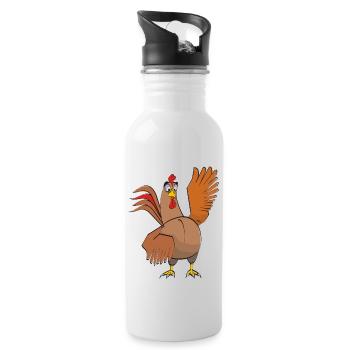Gockel - Trinkflasche mit integriertem Trinkhalm - Weiß - Rechts