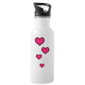 herzen - Trinkflasche mit integriertem Trinkhalm - Weiß - Rechts