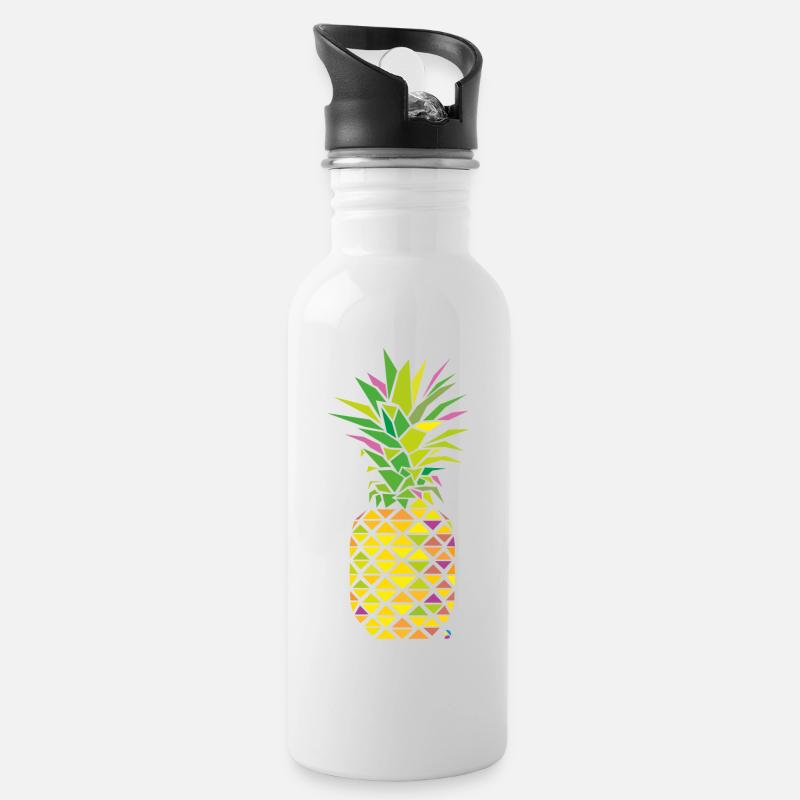 AD Pineapple - Trinkflasche mit integriertem Trinkhalm - Weiß
