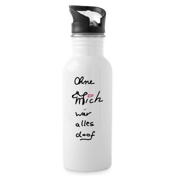 Ohne Hund wär alles voll doof... - Trinkflasche mit integriertem Trinkhalm - Weiß - Rechts