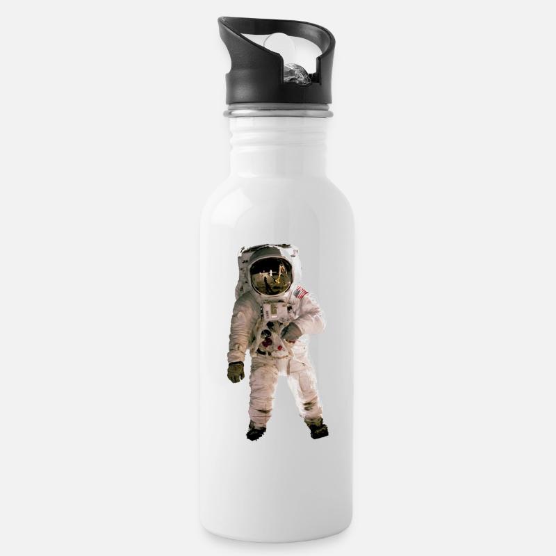 Astronaut - Trinkflasche mit integriertem Trinkhalm - Weiß