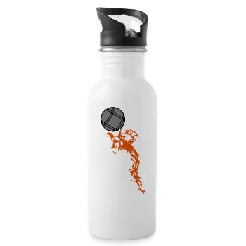 petanque ball flame Fire1 - Water bottle with straw - white - Right