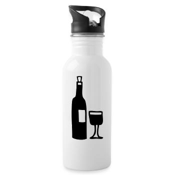 glas und flasche voll - Trinkflasche mit integriertem Trinkhalm - Weiß - Rechts