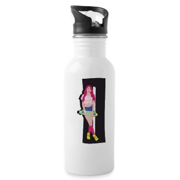 Skateboard redhead skater skateboard skateboard - Water bottle with straw - white - Right