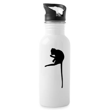 singe sur branche - Water bottle with straw - white - Right