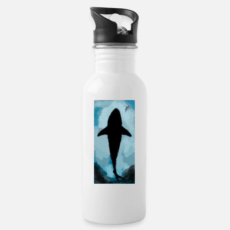 requin - Gourde avec paille intégrée - blanc