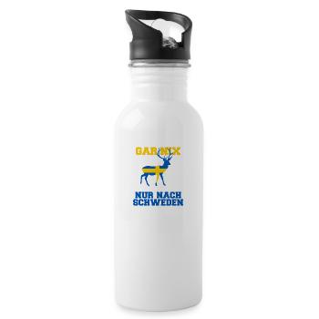 Ich Muss Gar Nichts Ich Muss Nur Nach Schweden - Trinkflasche mit integriertem Trinkhalm - Weiß - Rechts