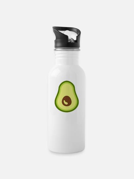 Avocado - Trinkflasche mit integriertem Trinkhalm - Weiß