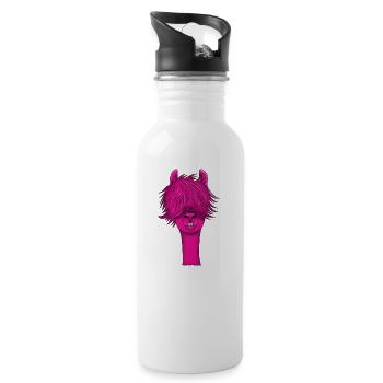Cadeau animal d'alpaga rose lama lama - Gourde avec paille intégrée - blanc - Droite
