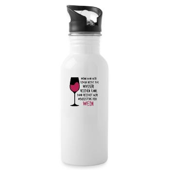 Wein Spruch Weinliebhaber Geschenk - Trinkflasche mit integriertem Trinkhalm - Weiß - Rechts