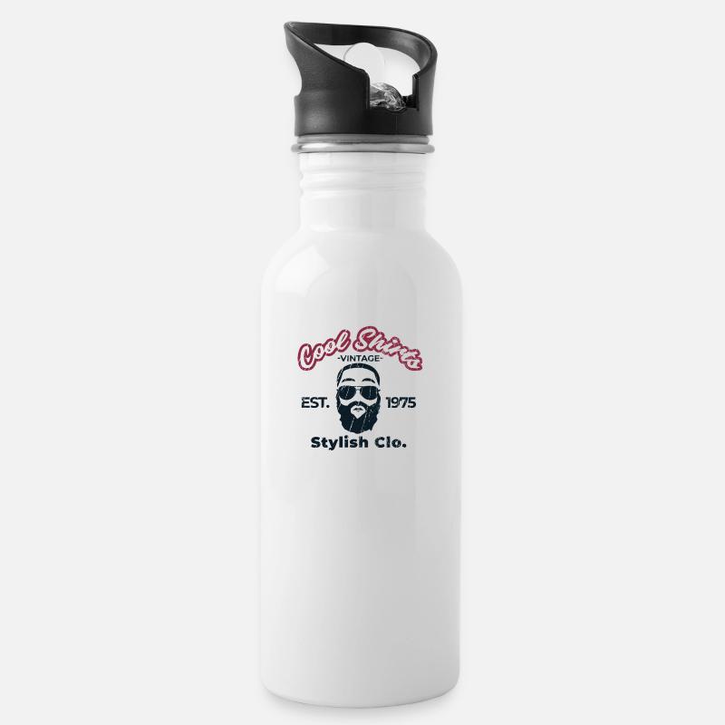 Hipster - Trinkflasche mit integriertem Trinkhalm - Weiß