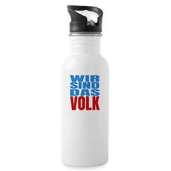 Wir sind das Volk - Trinkflasche mit integriertem Trinkhalm - Weiß - Rechts