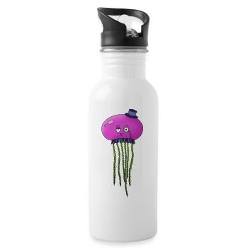 Fancy Jellyfish - Trinkflasche mit integriertem Trinkhalm - Weiß - Rechts