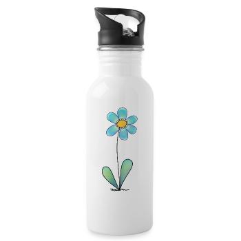 Blume - Trinkflasche mit integriertem Trinkhalm - Weiß - Rechts