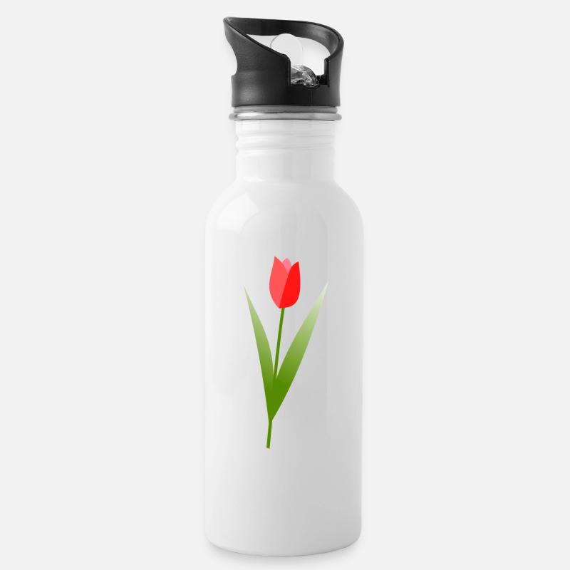 Tulpe - Trinkflasche mit integriertem Trinkhalm - Weiß