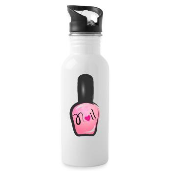 pink nail polish in graffiti style with heart - Water bottle with straw - white - Right
