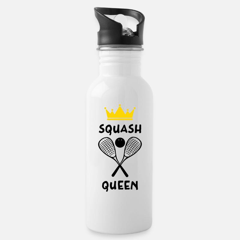 Die Königin von Squash - Squash Queen - Trinkflasche mit integriertem Trinkhalm - Weiß